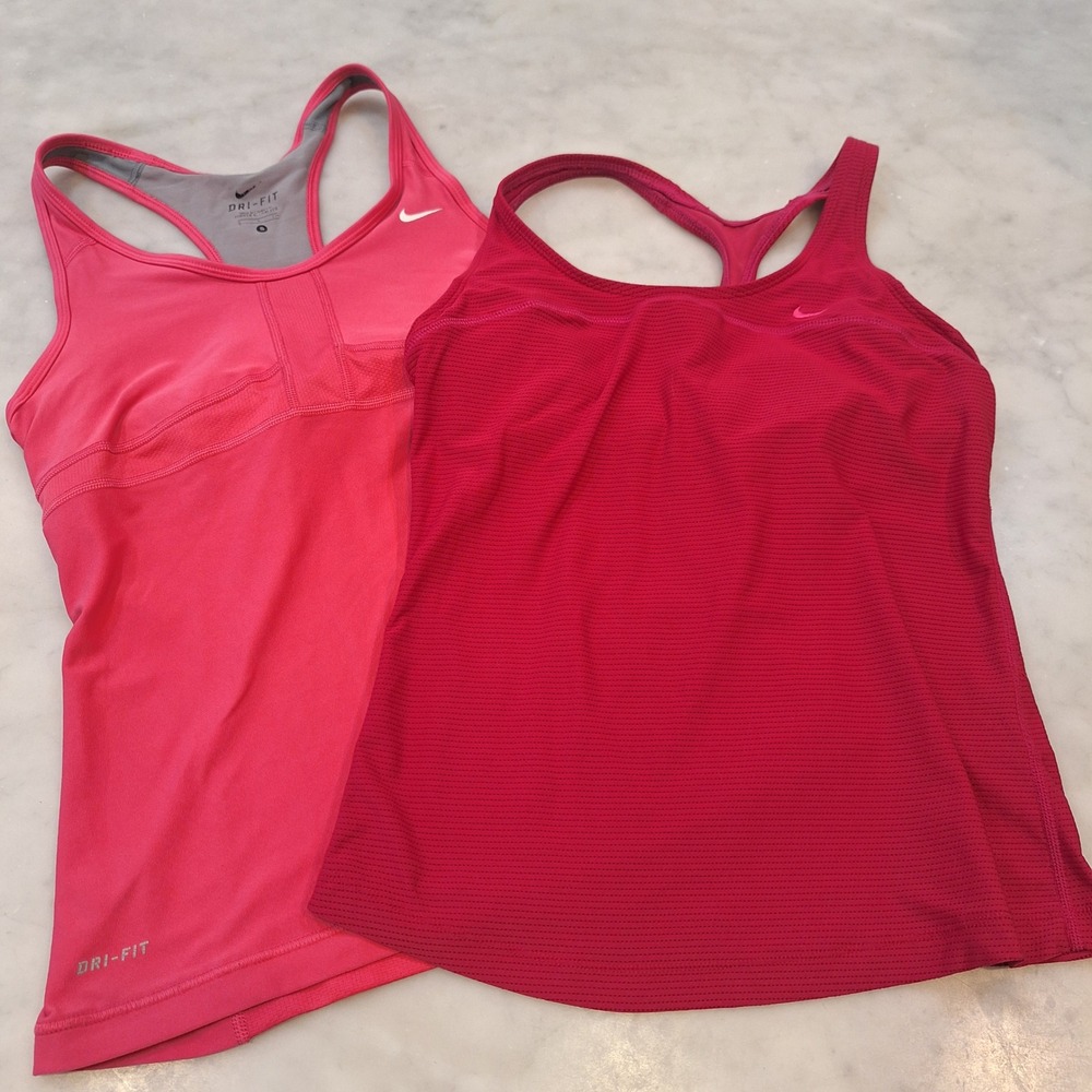 Nike Tank Tops Womens Sm Pink Magenta Dri-FIT Racerback Running Lot of 2 cheer